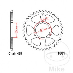 JT SPROCKETS Corona plato transmisión 46T P-428 Ø055 MM Ø090 727.85.26