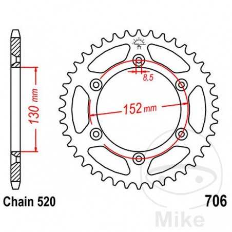 JT SPROCKETS Transmission plate crown 46T P-520 Ø130 MM Ø152 727.86.17