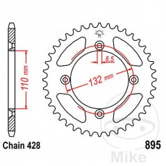 JT SPROCKETS Corona plato transmisión 46T P-428 Ø110 MM Ø132 727.89.89