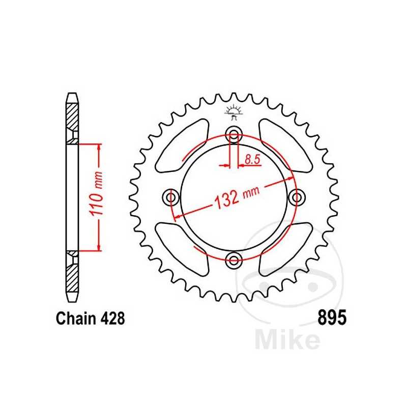 JT SPROCKETS Corona plato transmisión 46T P-428 Ø110 MM Ø132 727.89.89