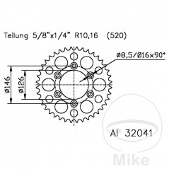 ESJOT Corona plato transmision 40T P-520 Ø126 MM Ø146 758.90.10