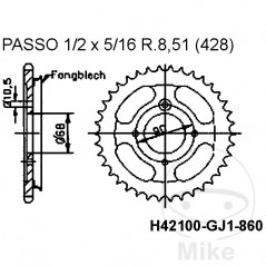 Transmission plate crown M FANGBL 45T P- 428 Ø068 MM Ø090 727.40.61