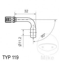 Banjo for brake hose HD TYP119 11.2 MM 90 757.19.04