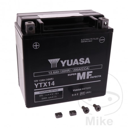 YUASA Factory activated maintenance free battery YTX14 WET 707.01.70