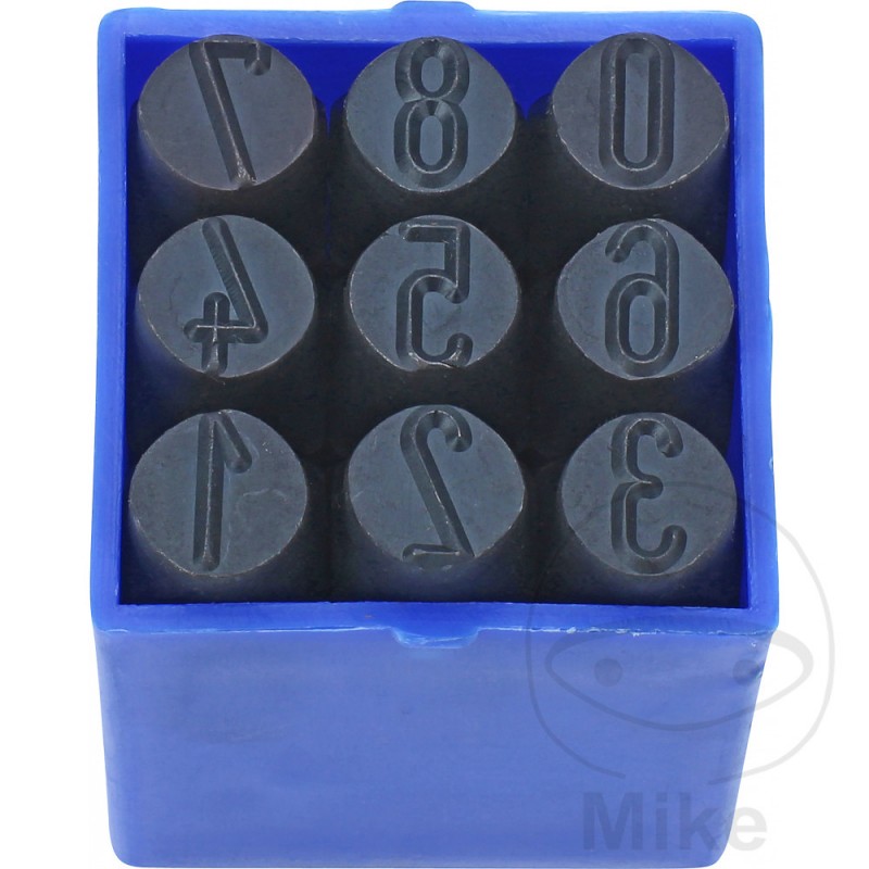 Caja con sellos de números acero 5 MM 645.08.45