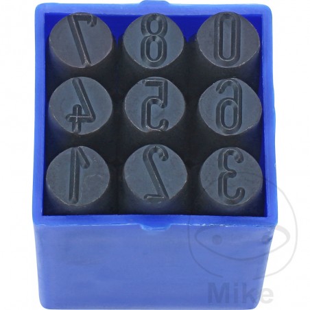 Caja con sellos de números acero 4 MM 645.08.37