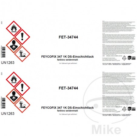 Set of 2 labels for semi-gloss paint containers KH-EINSCHLACK 998.01.28