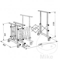 Adjustable support for repair B257-1380MM H854-1320MM 606.04.04