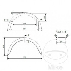 Guardabarros de acero para remolque H390 B200 S750 338.02.92