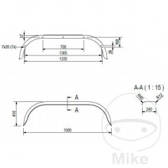 Guardabarros de acero para remolque H410 B240 S1500 338.03.42