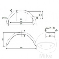 Guardabarros de acero para remolque H370 B240 S800 338.03.83