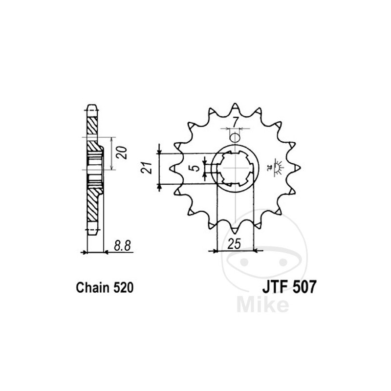 JT SPROCKETS coarse gear transmission pinion 14T 520 6 Ø21/25 726.00.01