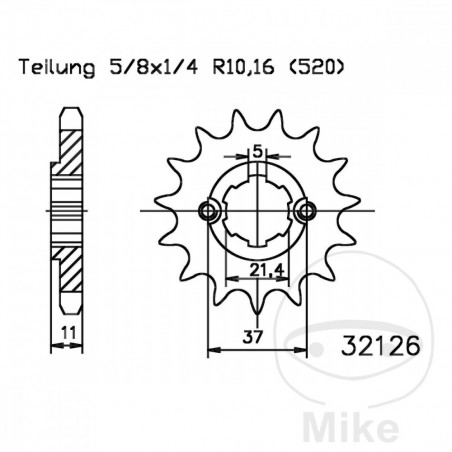 ESJOT coarse gear transmission pinion 13T 520 6 Ø21.4/25 726.02.88