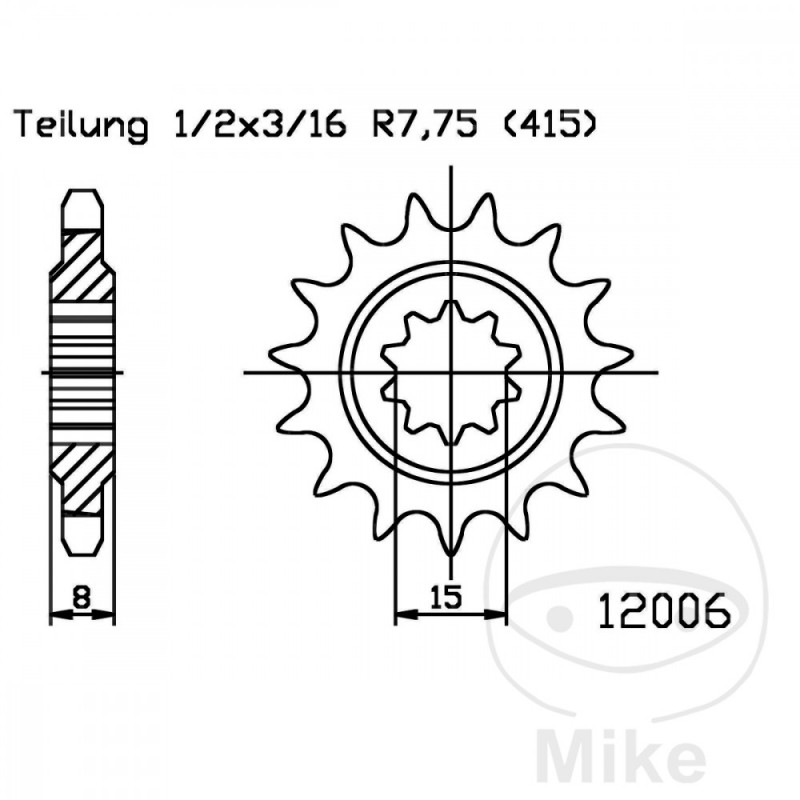 ESJOT Fine gear transmission pinion 11T 415 Ø15/18 726.00.10