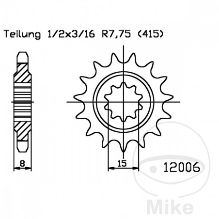 ESJOT Fine gear transmission pinion 11T 415 Ø15/18 726.00.10