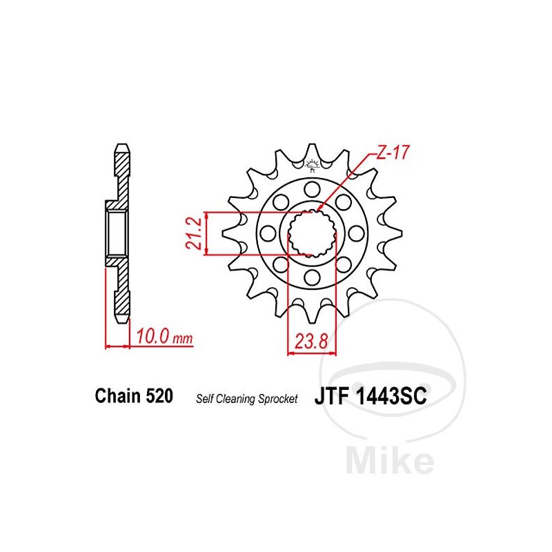 JT SPROCKETS Piñón transmisión engranaje fino RACING 13T 520 Ø21.2/23.8 726.00.20