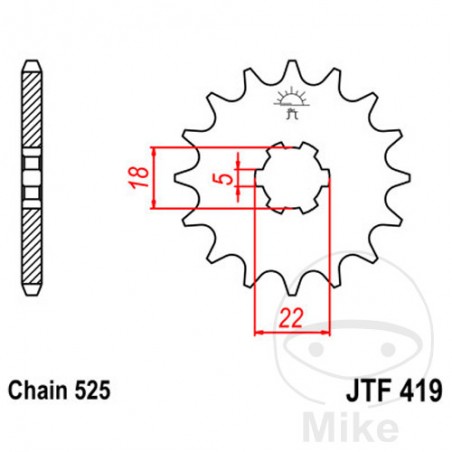JT SPROCKETS coarse gear transmission pinion 5 Ø18/22 726.00.34