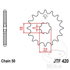 JT SPROCKETS Piñón transmisión engranaje grueso 15T 530 5 Ø18/22 726.00.35