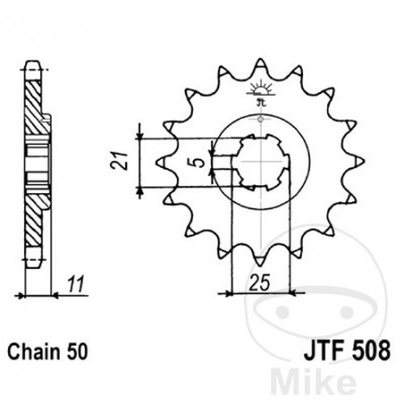 JT SPROCKETS coarse gear transmission pinion 15T 530 6 Ø21/25 726.00.40