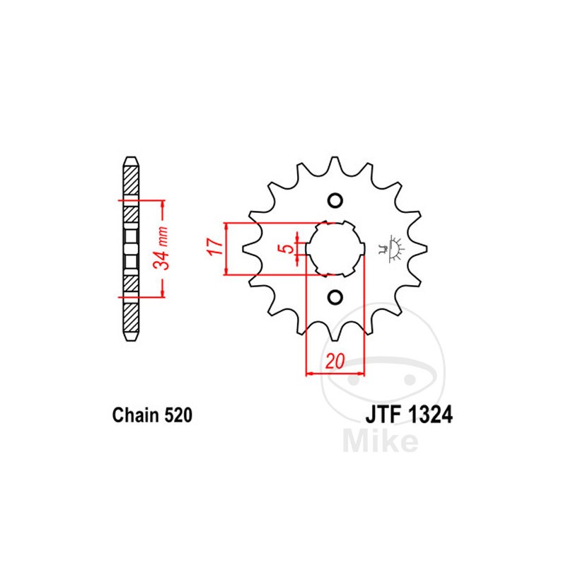JT SPROCKETS Piñón transmisión engranaje grueso 12T 520 6 Ø17/20 726.00.67