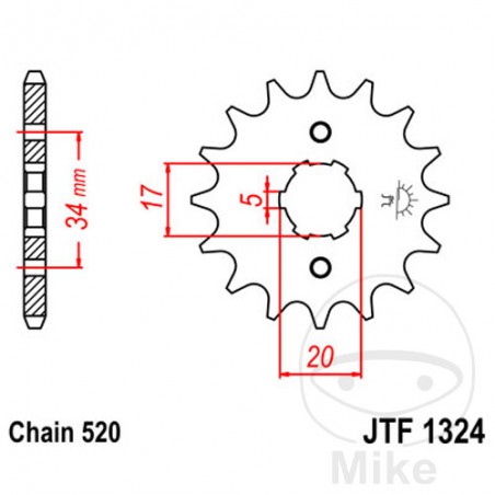 JT SPROCKETS coarse gear transmission pinion 11T 520 6 Ø17/20 726.04.87