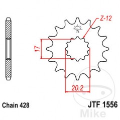 JT SPROCKETS Fine gear transmission pinion 12T 428 Ø17/20.2 726.00.73