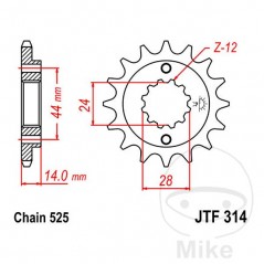 JT SPROCKETS Piñón transmisión engranaje fino 17T P-525 Ø24/28.7MM 726.05.29