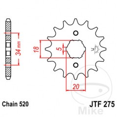 JT SPROCKETS Piñón transmisión engranaje grueso 15T 520 6 Ø18/20 726.00.89