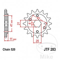 JT SPROCKETS Piñón transmisión engranaje grueso 15T P-520 6 Ø21/25MM 726.00.30