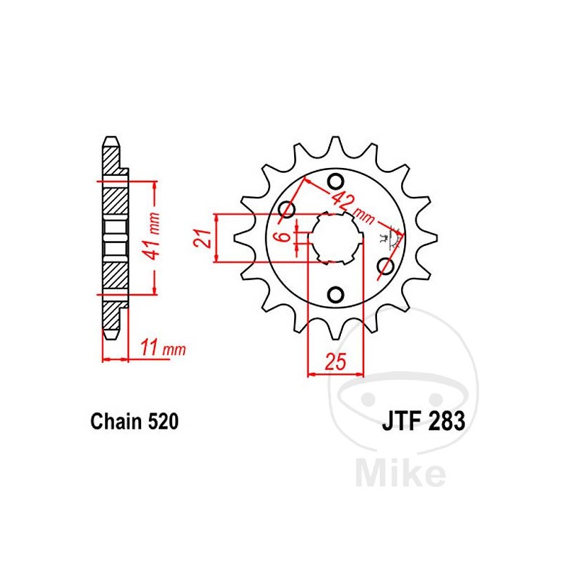 JT SPROCKETS Piñón transmisión engranaje grueso 14T 520 6 Ø21/25 726.00.92
