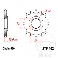 JT SPROCKETS Piñón transmisión engranaje fino 17T P-520 Ø22/24MM 726.01.07