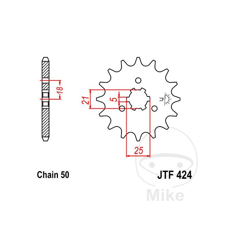 JT SPROCKETS Piñón transmisión engranaje grueso 17T 530 5 Ø21/25 726.23.22