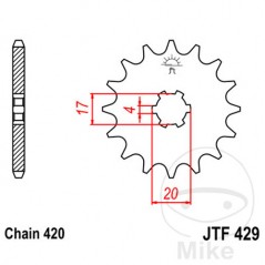 JT SPROCKETS Piñón transmisión engranaje grueso 15T 420 6 Ø17/20 726.01.33