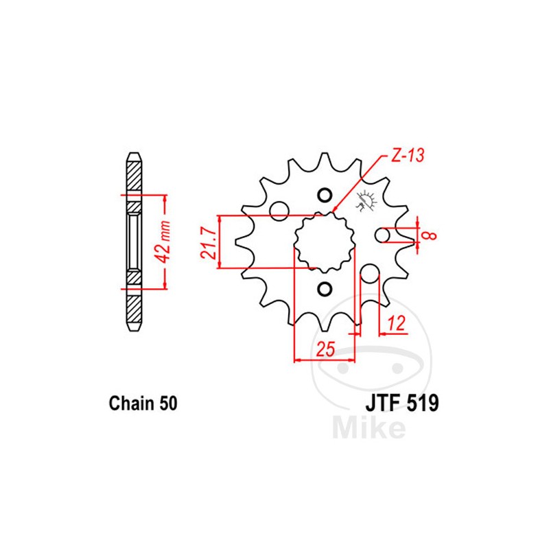 JT SPROCKETS Piñón transmisión engranaje fino 16T 530 Ø21.7/25 726.01.47
