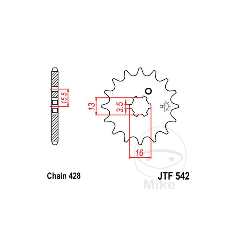 JT SPROCKETS Piñón transmisión engranaje grueso 13T 428 6 Ø13/16 726.01.49