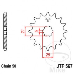 JT SPROCKETS Piñón transmisión engranaje grueso 17T P-530 6 Ø21/25MM 726.01.55