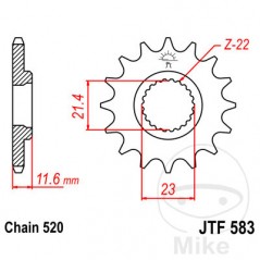 JT SPROCKETS Fine gear transmission pinion 13T 520 Ø21.4/23 726.01.60