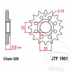 JT SPROCKETS Piñón transmisión racing engranaje fino 13T P-520 Ø22/25MM 726.08.05