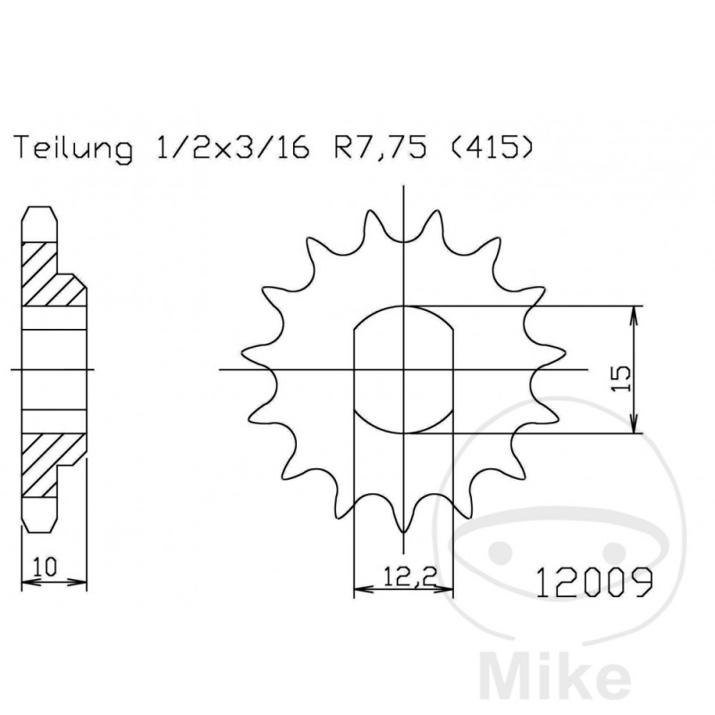 ESJOT Transmission sprocket long hole 11T 415 12.2/15 726.02.72