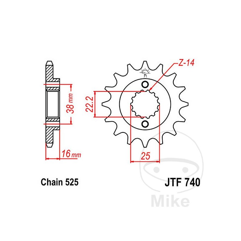 JT SPROCKETS Piñón transmisión 15T P-525 ALTN: 7260574 726.03.00