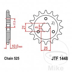 JT SPROCKETS Piñón transmisión engranaje grueso 15T 525 5 Ø21/25 726.03.34