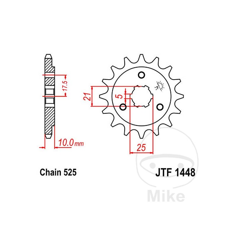JT SPROCKETS Piñón transmisión engranaje grueso 15T 525 5 Ø21/25 726.03.34