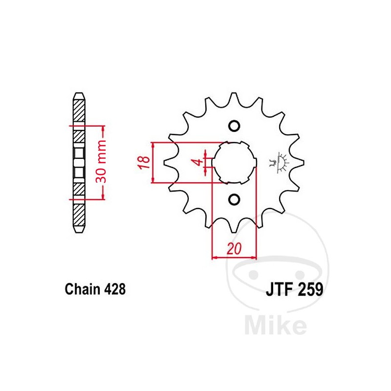 JT SPROCKETS Piñón transmisión engranaje grueso 19T 428 4 Ø18/20 726.03.44
