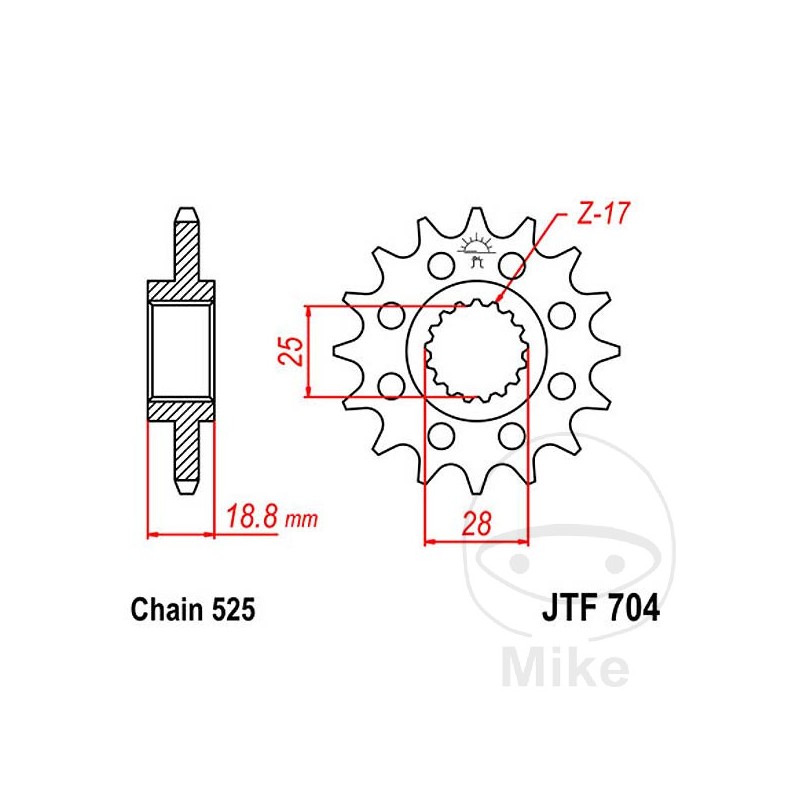 JT SPROCKETS Piñón transmisión RACING 16T 525 ALTN: 7260406 726.32.47