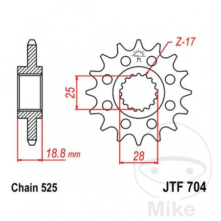 JT SPROCKETS transmission sprocket RACING 16T 525 ALTN: 7260406 726.32.47