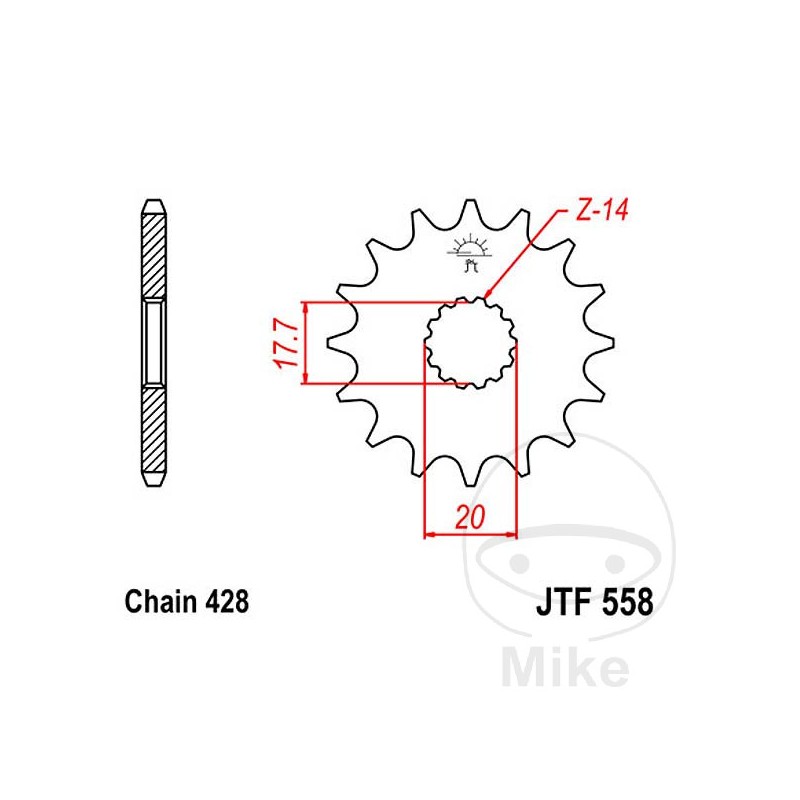 JT SPROCKETS Piñón transmisión engranaje fino 20T 428 Ø17.7/20 726.13.65