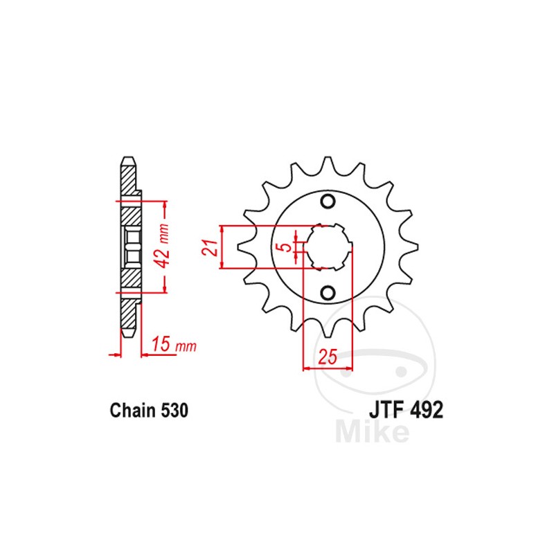 JT SPROCKETS coarse gear transmission pinion 15T 530 5 Ø21/25 726.04.83
