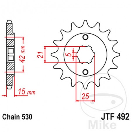 JT SPROCKETS Piñón transmisión engranaje grueso 14T P-530 5 Ø21/25MM 726.04.81