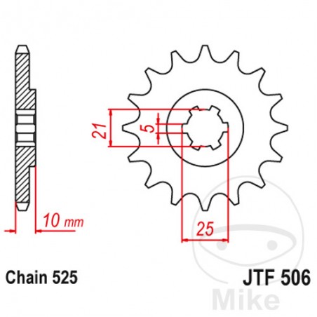 JT SPROCKETS Piñón transmisión engranaje grueso 14T 525 5 Ø21/25 726.05.15