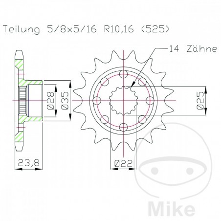 ESJOT Racing transmission sprocket 16T P-525 726.05.27